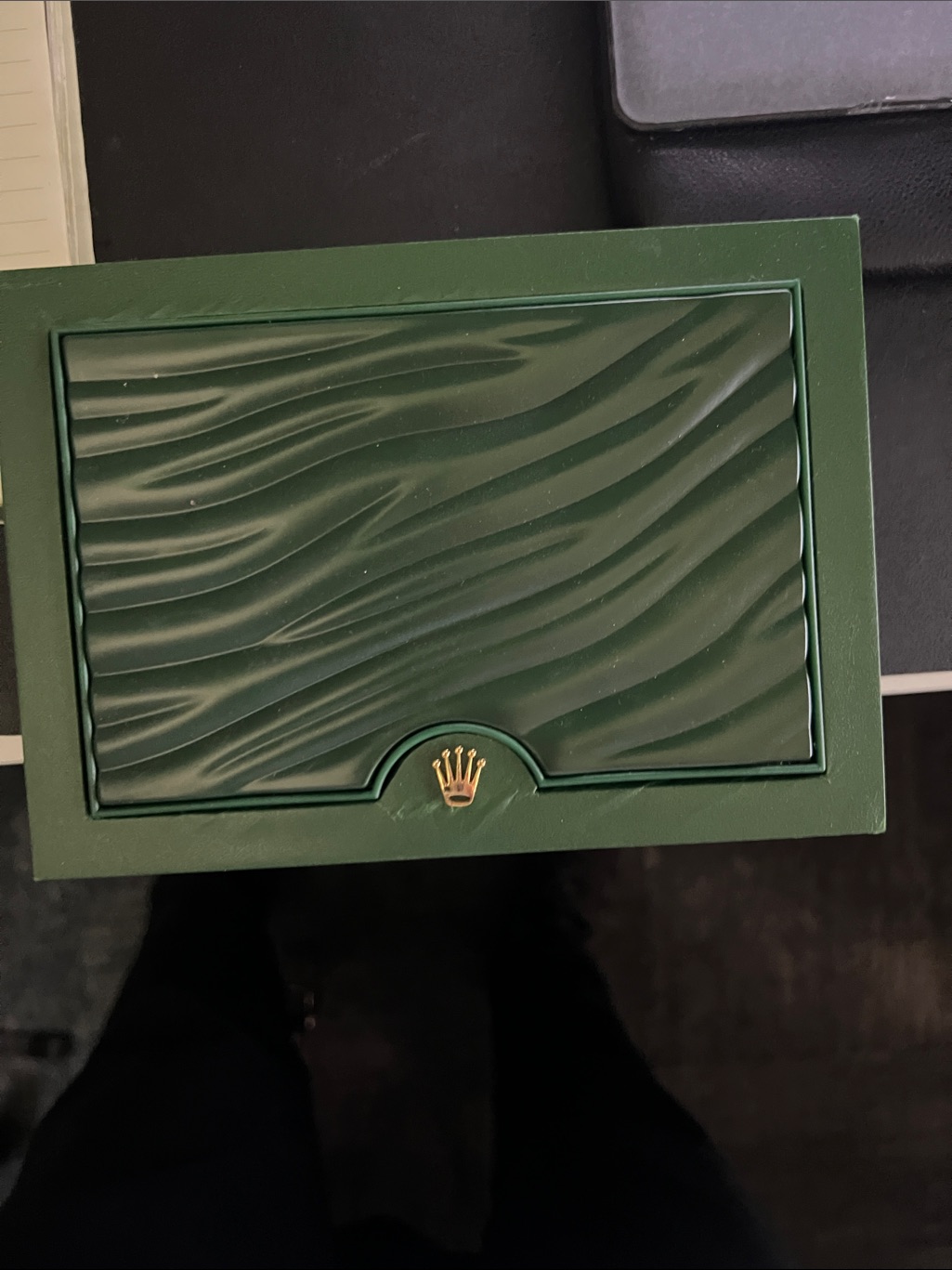 Rolex Dark Green Wave Presentation Case With Gold Crown
